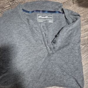 Eddie Bauer Gray And Purple Large Pajamas Three-piece Set.